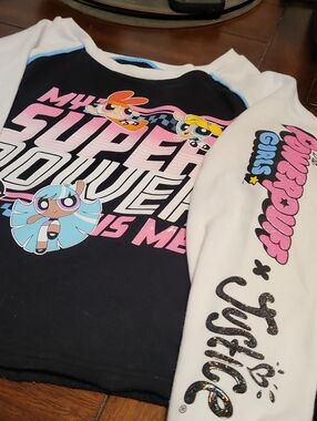 Justice Black, White & Pink Powerpuff Girls Graphic Sweatshirt